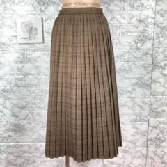 【カールパークレーン】ブラウンチェック　プリーツスカート Ｓ　♢未使用に近い♢