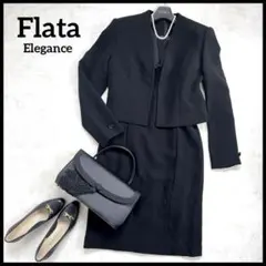 ☆美品☆フラッタエレガンス ブラックフォーマル ワンピーススーツ リボン 黒 M