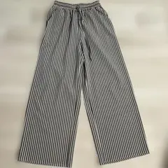 ストライプ柄 ワイドパンツ イージーパンツ M