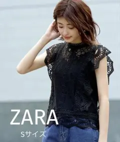 シアーレースデザインコンパクトトップスブラウス黒ブラック シースルー