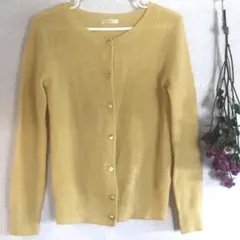 techichi テチチ　イエローニットカーディガン 長袖 金ボタン　春　 M