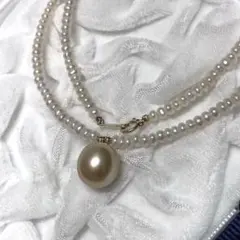 ベビーパール希少3ミリ強ネックレス照り有りシルバー嵌め込み式留金具 