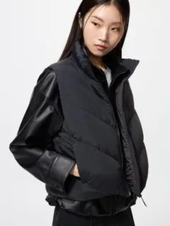 お値下げ中新品。UNIQLOパフテッククロップドベストMサイズ