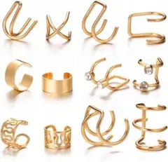 フェイクピアス 【12個入り】イヤーカフ ノンホール　イヤーカフ シンプル 合金