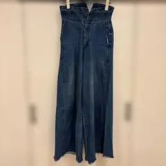 ハイウエスト ワイドデニムパンツ カットオフのサムネイル