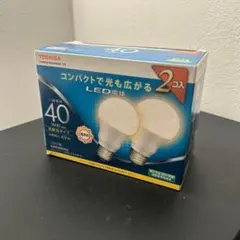 【未使用品】東芝 LED電球 LDA5L-G-K/40W-2P(2個入り）