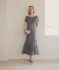 LEJA 2WAYレース花柄オフショルダーマーメイドワンピースドレス