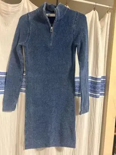 ZARA ハーフジップニットワンピ/細見え・色っぽ・大人ギャル