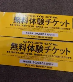 ゴールドジム 無料チケット　2枚セット　ビジター　無料券のサムネイル