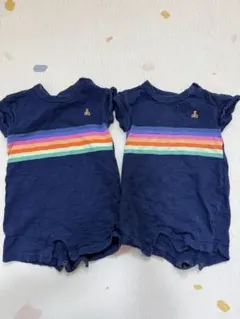 baby GAP ネイビー ストライプロンパース 2点セット　6-12M