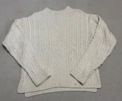GLOBAL WORK アイボリー ケーブルニット 160