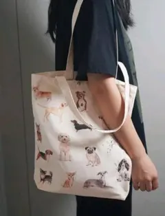 【3点限定❗】犬柄 キャンバストートバッグ