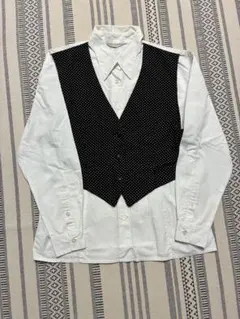 ドット柄ベスト付き長袖シャツ