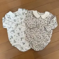 一部美品【バースデイ】春80cm 薄手 ロンパース まとめ売り2枚セット