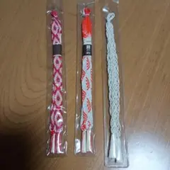 レディース羽織紐 赤と白 編み込みデザイン 3本セット