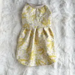 犬服 DSサイズ ミモザワンピース 犬服ハンドメイド ペット服 わんこ服