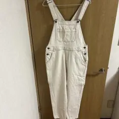 ホワイト サロペット デニム風