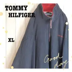 90s古着TOMMYHILFIGERトミーヒルフィガーハーフジップスウェットXL