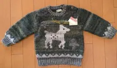 タグ付き。昭和レトロ　 鹿柄 ニット 90