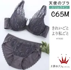C65M 天使のブラ スリムライン582 ブラ＆ショーツ チャコールグレー