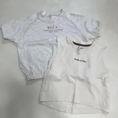 【美品】キムラタン ベージュ ノースリーブ,半袖Tシャツ グレー 2枚セットのサムネイル