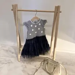 Little Me ストライプ柄フリルワンピース（ネイビー）のサムネイル