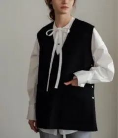 ohga オーガ ウールベスト ブラック OHGA フリーサイズ 黒色 ジレ