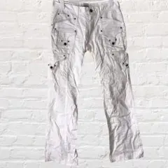 エボリューション セミフレア パンツ スタッズ 綿混 カラーデニム アウトレット