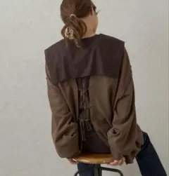 カスタネ　紐付きリサイクルコットントレーナー　フリー　　ブラウン