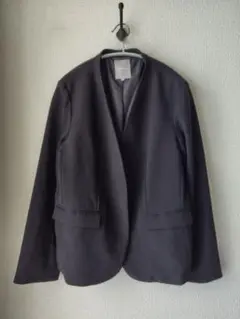 レプシィムストレッチノーカラージャケット黒