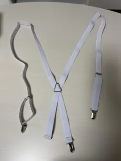 メンズ　結婚式　ホワイト　サスペンダー　アームバンド