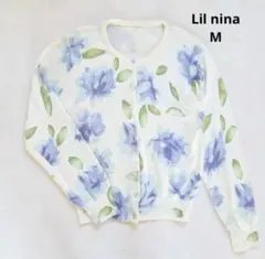 ラルニーナ Lil nina ニットカーディガン M 花柄 クリーム 長袖のサムネイル