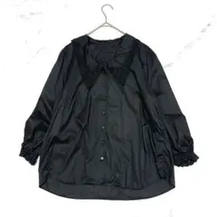 スローブイエナ 黒 レースカラー ブラウス パフ袖 フリル 定価9,900円