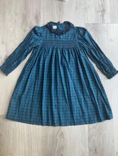 ファミリア　familiar 緑チェック ワンピース 120 長袖