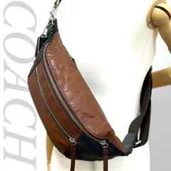 良品　コーチ　ボディバッグ　ワンショルダー　斜め掛け　レザー　金具ロゴ