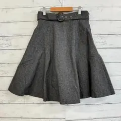 【JILL STUART】スカート チェック柄 グレー ベルト付き フレア M