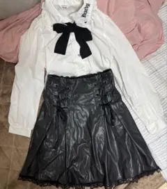 Majoretty レザーリボン編み上げフリルスカートのサムネイル