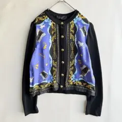 美品　コージワタナベ　レディース　カーディガン　ブラウス　バロッコ柄　スカーフ柄