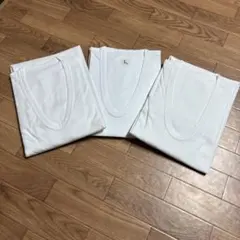 ホワイト 半袖U首シャツ 3枚セット