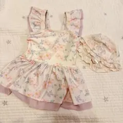 プティマイン♡ワンピース水着　110サイズ　帽子付