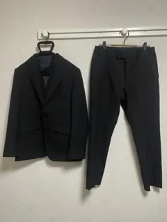 【SUITSELECT★美品】ブラックスーツセット（ジャケット・ベスト・パンツ）