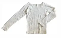 【美品】GRL ホワイト リブ編み長袖ニット