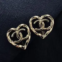 【希少★美品】CHANEL ゴールドイヤリング　ココマークハートイヤリング