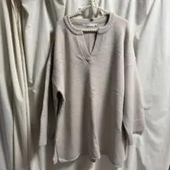 アメリカンホリックグレー・ベージュ Vネック ニット L