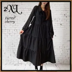 新品 ティアード ワンピース 2XL ふんわり ロングワンピース 体型カバー