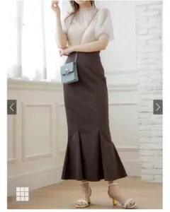 GRL グレイル ハイウエストマーメイドツイルスカート S サイズ モカ