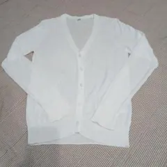 UNIQLO Ｌサイズ Vネックカーディガン　ホワイト　シアー