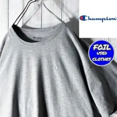 【海外企画 XL】チャンピオン champion 刺繍ロゴ Tシャツ 灰