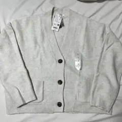 UNIQLO オフホワイト L スフレヤーンVネックショートカーディガン
