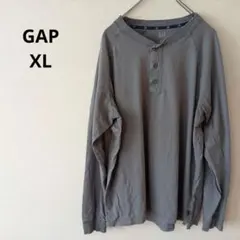 USA古着 GAP ヘンリーネック 長袖カットソー グレー XL ロンT